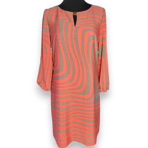 Tahara Long Sleeved Knee length midi zebra print shift dress  - Women's 4